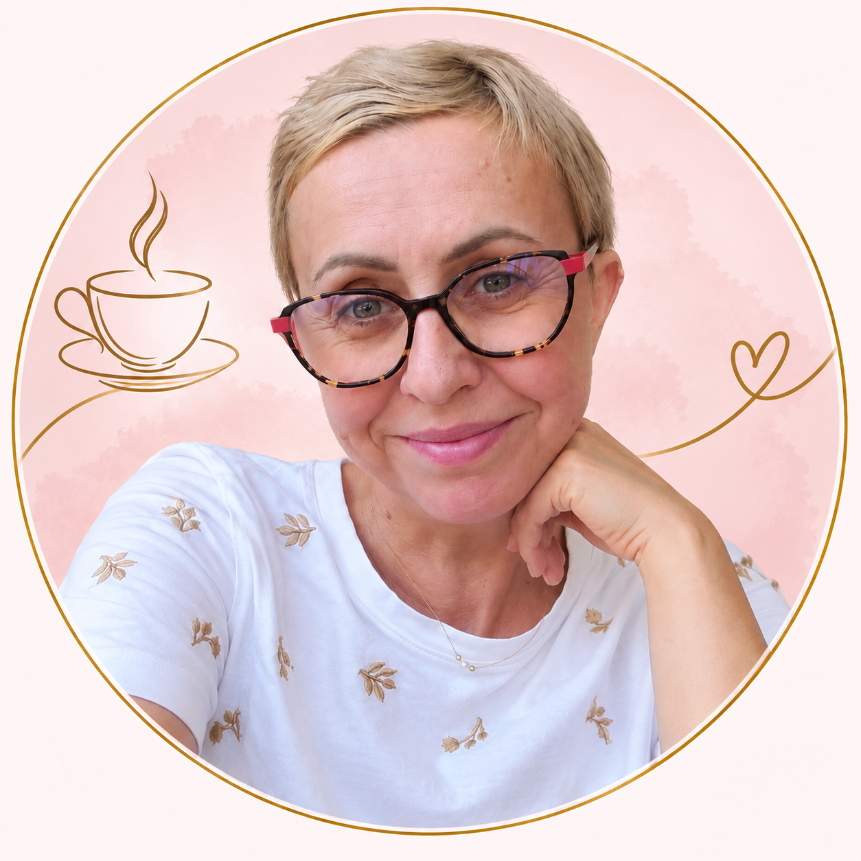Karolina — portret w różowo-złotej oprawie Tea Time with Karusia